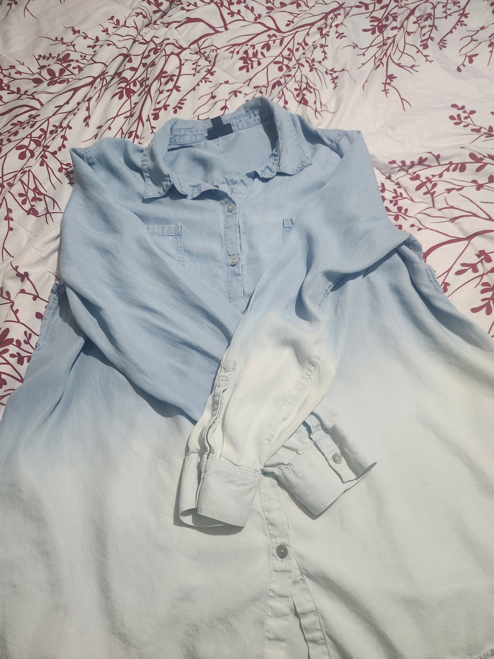 J. Jill Light Blue to White Ombre Button-Down Shirt - Picture 8 of 11